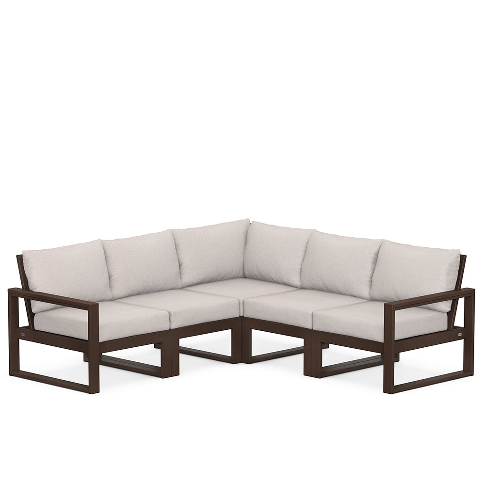 Edge 5 Piece Sectional Set Mahogany Frame Dune Burlap Cushion, image 47