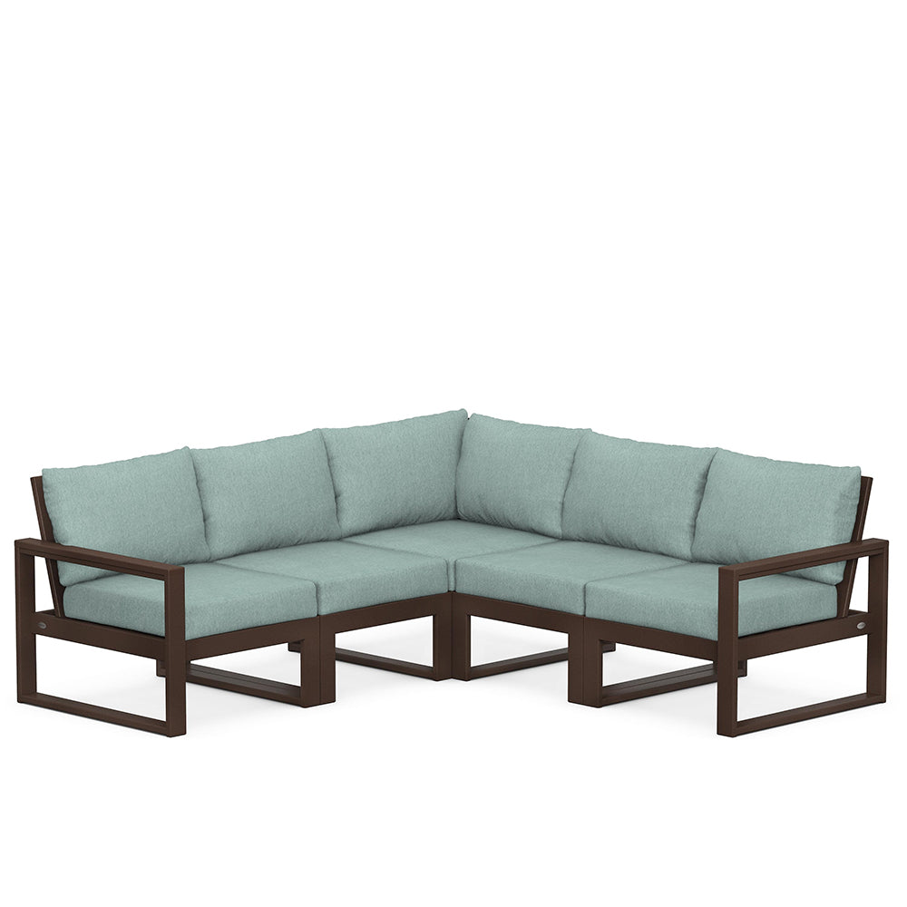 Edge 5 Piece Sectional Set Mahogany Frame Glacier Spa Cushion, image 49