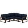 Edge 5 Piece Sectional Set Mahogany Frame Marine Indigo Cushion