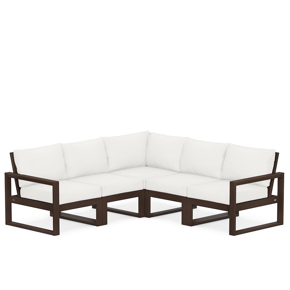 Edge 5 Piece Sectional Set Mahogany Frame Natural Linen Cushion, image 52