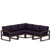 Edge 5 Piece Sectional Set Mahogany Frame Navy Linen Cushion