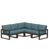 Edge 5 Piece Sectional Set Mahogany Frame Ocean Teal Cushion