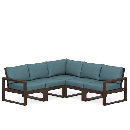 
                  Edge 5 Piece Sectional Set Mahogany Frame Ocean Teal Cushion - Image 54
                