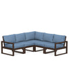 Edge 5 Piece Sectional Set Mahogany Frame Sky Blue Cushion