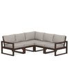 Edge 5 Piece Sectional Set Mahogany Frame Weathered Tweed Cushion