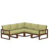 Edge 5 Piece Sectional Set Teak Frame Charteuse Boucle Cushion