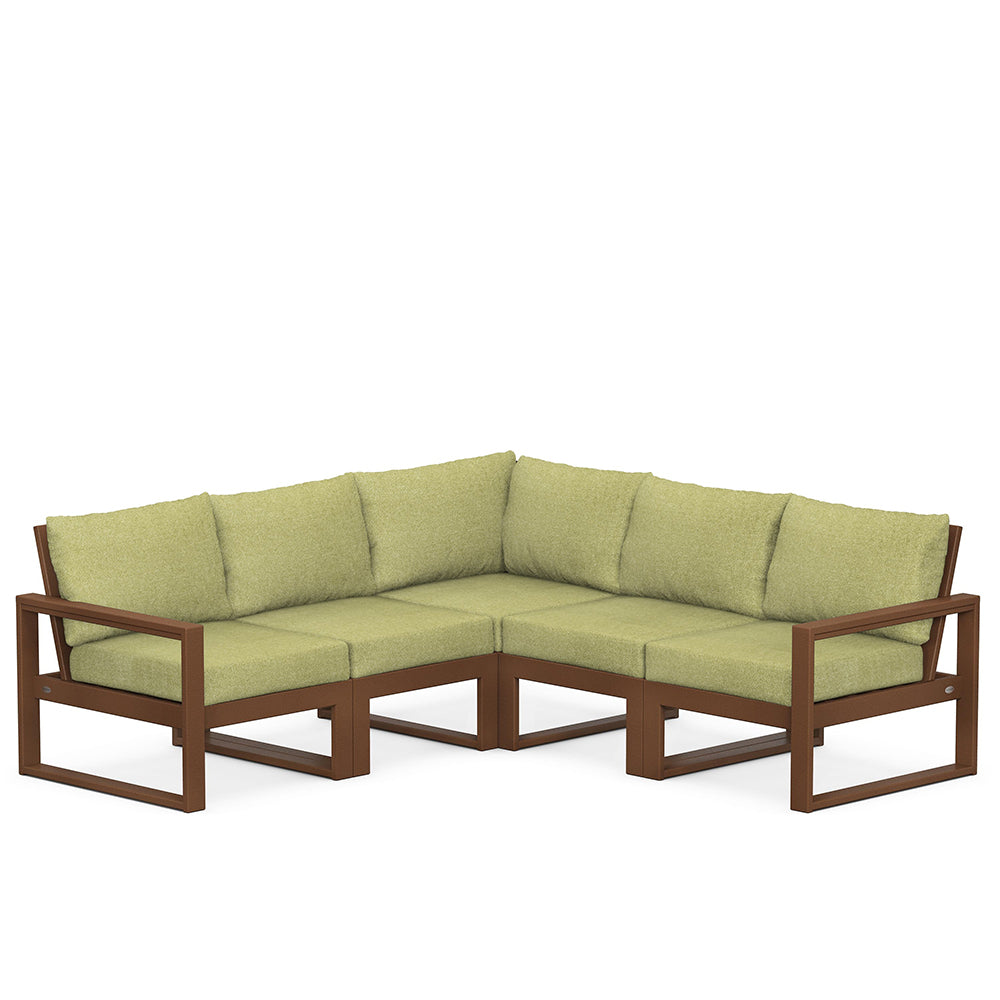 Edge 5 Piece Sectional Set Teak Frame Charteuse Boucle Cushion, image 73