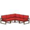 Edge 5 Piece Sectional Set Teak Frame Crimson Linen Cushion