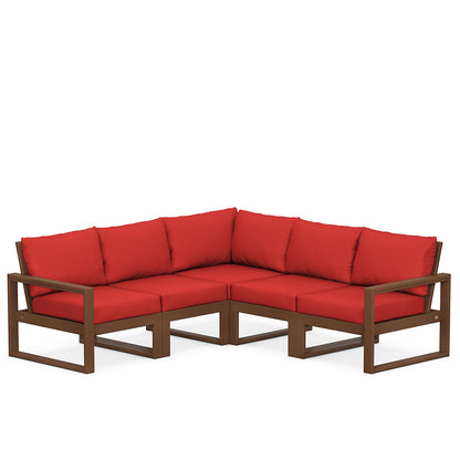 
                  Edge 5 Piece Sectional Set Teak Frame Crimson Linen Cushion - Image 74
                