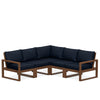 Edge 5 Piece Sectional Set Teak Frame Marine Indigo Cushion