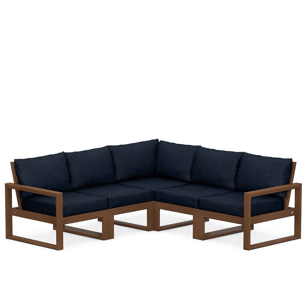 Edge 5 Piece Sectional Set Teak Frame Marine Indigo Cushion, image 78