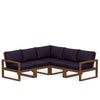 Edge 5 Piece Sectional Set Teak Frame Navy Linen Cushion