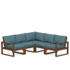 Edge 5 Piece Sectional Set Teak Frame Ocean Teal Cushion