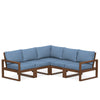 Edge 5 Piece Sectional Set Teak Frame Sky Blue Cushion