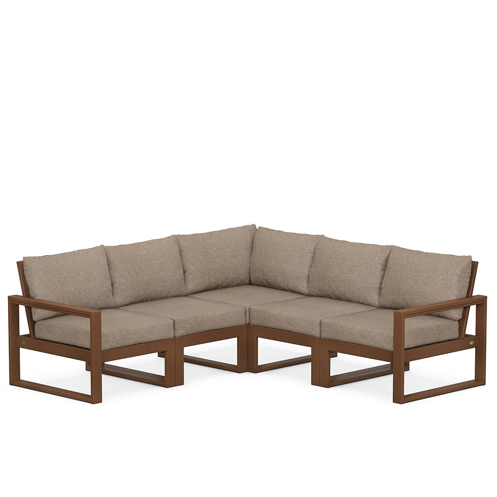 Edge 5 Piece Sectional Set Teak Frame Spiced Burlap Cushion, image 84