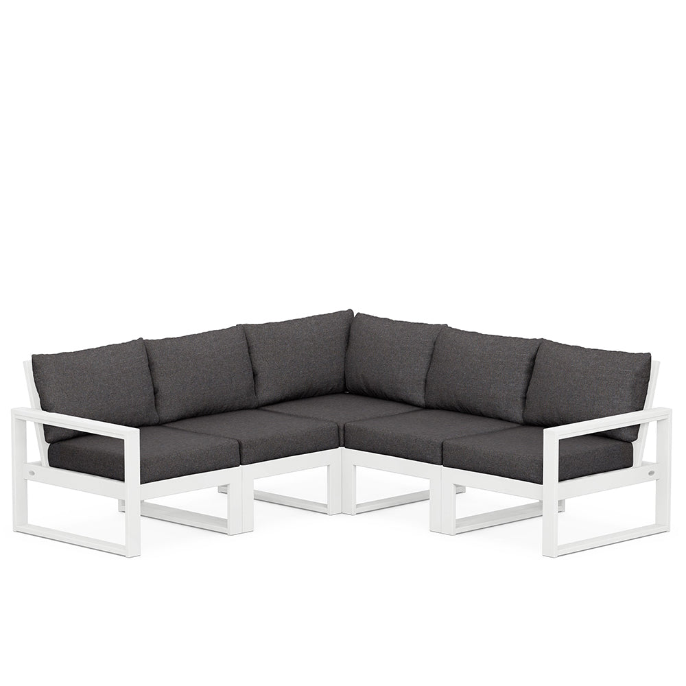 Edge 5 Piece Sectional Set White Frame Ash Charcoal Cushion, image 86