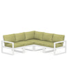 Edge 5 Piece Sectional Set White Frame Charteuse Boucle Cushion