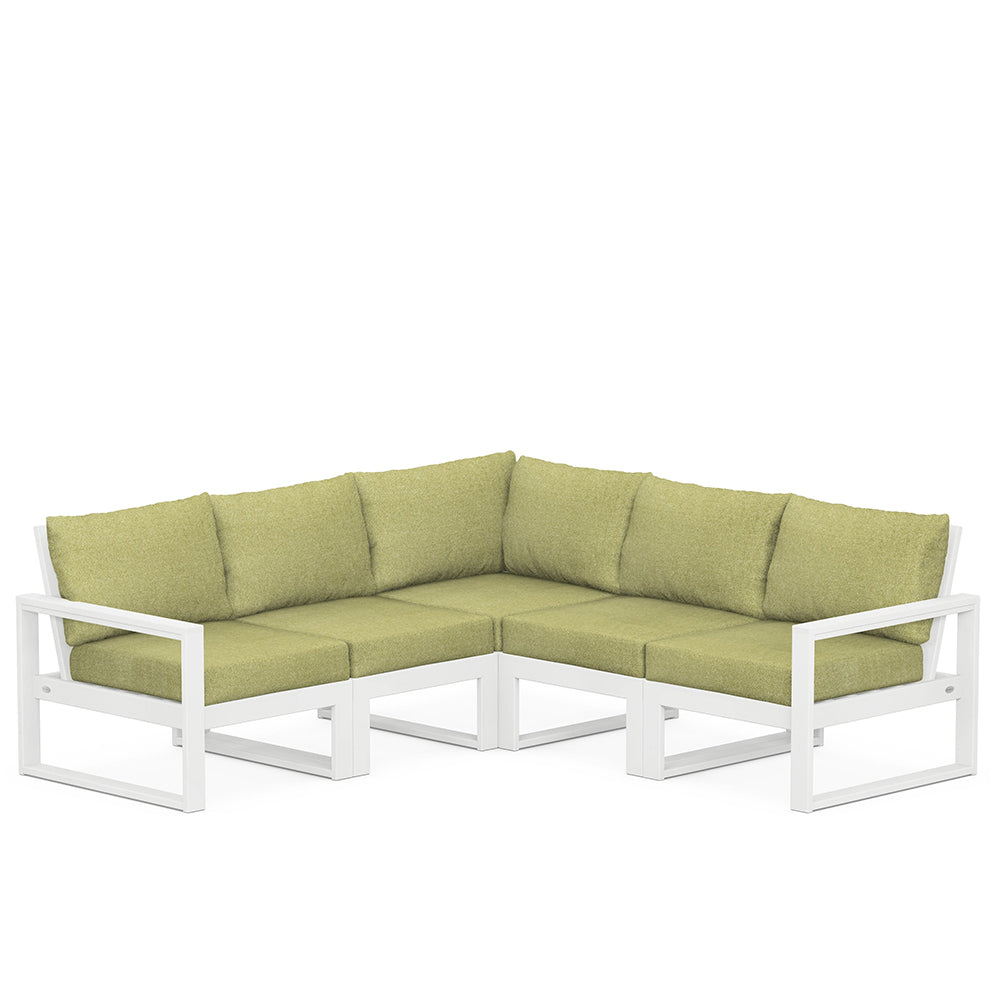 Edge 5 Piece Sectional Set White Frame Charteuse Boucle Cushion, image 87