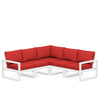 Edge 5 Piece Sectional Set White Frame Crimson Linen Cushion