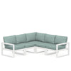 Edge 5 Piece Sectional Set White Frame Glacier Spa Cushion