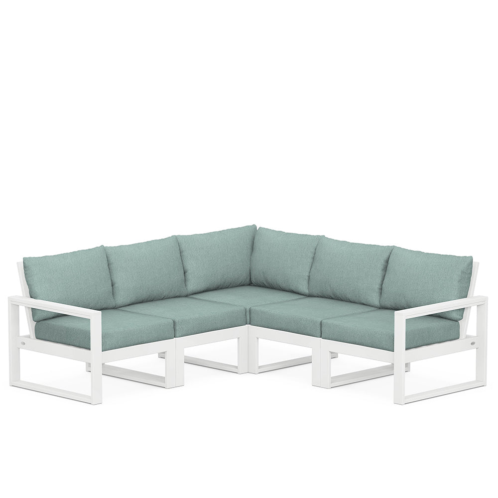 Edge 5 Piece Sectional Set White Frame Glacier Spa Cushion, image 91