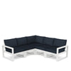 Edge 5 Piece Sectional Set White Frame Marine Indigo Cushion