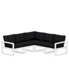 Edge 5 Piece Sectional Set White Frame Midnight Linen Cushion