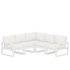 Edge 5 Piece Sectional Set White Frame Natural Linen Cushion