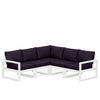 Edge 5 Piece Sectional Set White Frame Navy Linen Cushion