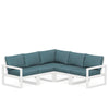 Edge 5 Piece Sectional Set White Frame Ocean Teal Cushion