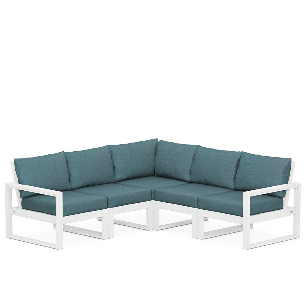 Edge 5 Piece Sectional Set White Frame Ocean Teal Cushion, image 96