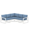 Edge 5 Piece Sectional Set White Frame Sky Blue Cushion