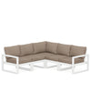 Edge 5 Piece Sectional Set White Frame Spiced Burlap Cushion