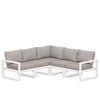 Edge 5 Piece Sectional Set White Frame Weathered Tweed Cushion