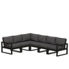 Edge 6 Piece Sectional Set Black Frame Ash Charcoal Cushion