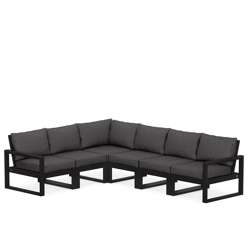 Edge 6 Piece Sectional Set Black Frame Ash Charcoal Cushion, image 2