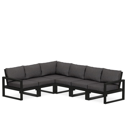 
                  Edge 6 Piece Sectional Set Black Frame Ash Charcoal Cushion - Image 2
                