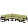 Edge 6 Piece Sectional Set Black Frame Charteuse Boucle Cushion