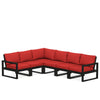 Edge 6 Piece Sectional Set Black Frame Crimson Linen Cushion