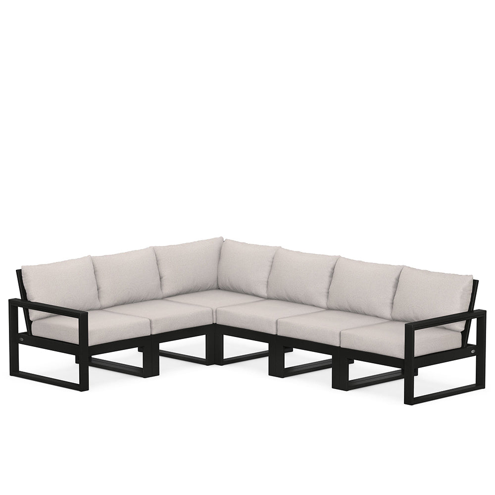 Edge 6 Piece Sectional Set Black Frame Dune Burlap Cushion, image 5