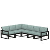 Edge 6 Piece Sectional Set Black Frame Glacier Spa Cushion