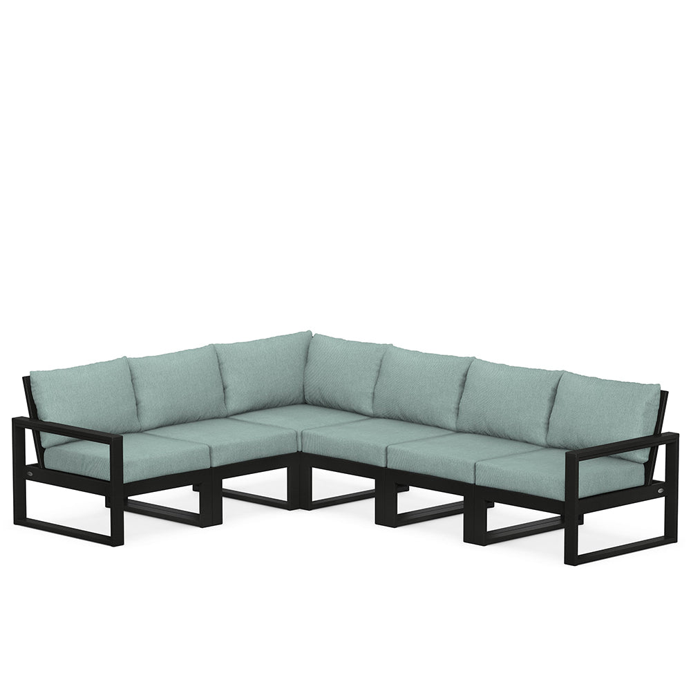 Edge 6 Piece Sectional Set Black Frame Glacier Spa Cushion, image 7