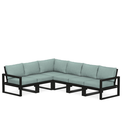 
                  Edge 6 Piece Sectional Set Black Frame Glacier Spa Cushion - Image 7
                