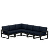 Edge 6 Piece Sectional Set Black Frame Marine Indigo Cushion