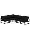 Edge 6 Piece Sectional Set Black Frame Midnight Linen Cushion