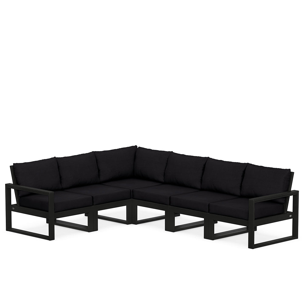 Edge 6 Piece Sectional Set Black Frame Midnight Linen Cushion, image 9