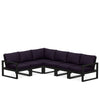 Edge 6 Piece Sectional Set Black Frame Navy Linen Cushion