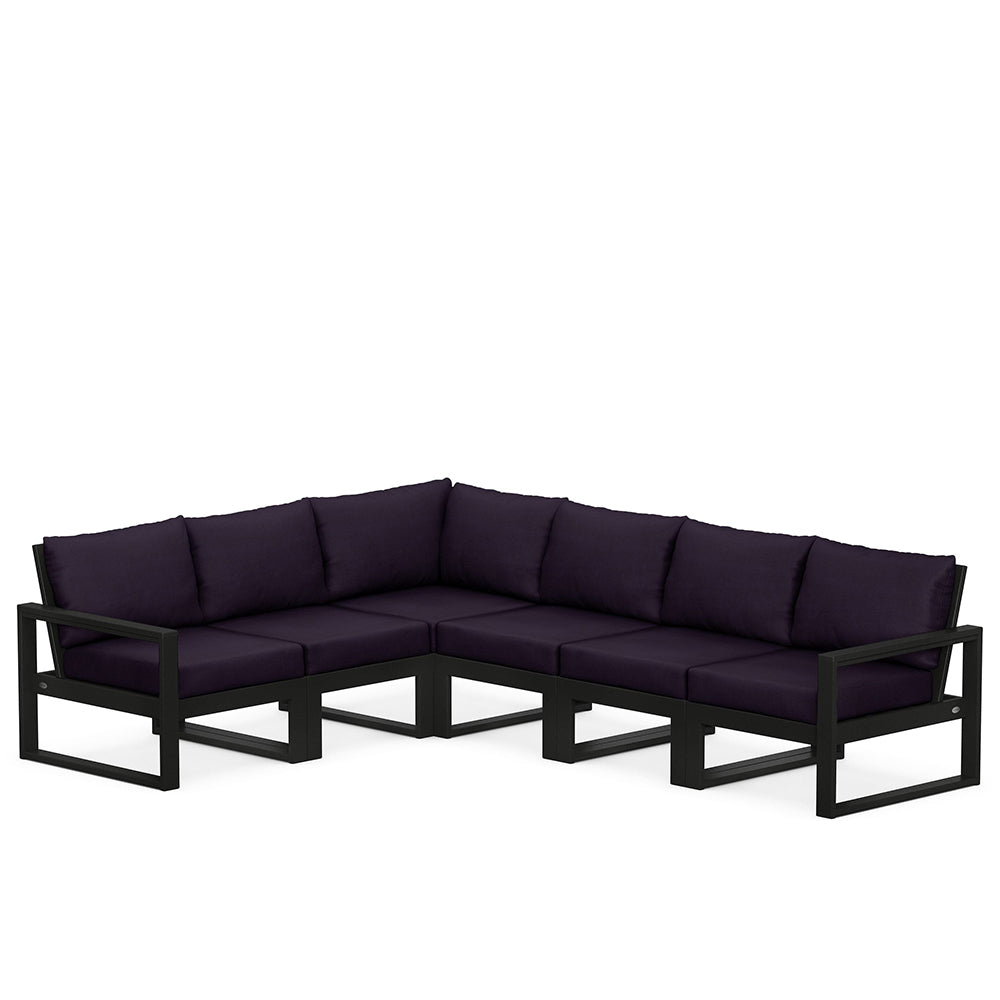 Edge 6 Piece Sectional Set Black Frame Navy Linen Cushion, image 11