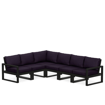 
                  Edge 6 Piece Sectional Set Black Frame Navy Linen Cushion - Image 11
                