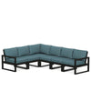 Edge 6 Piece Sectional Set Black Frame Ocean Teal Cushion